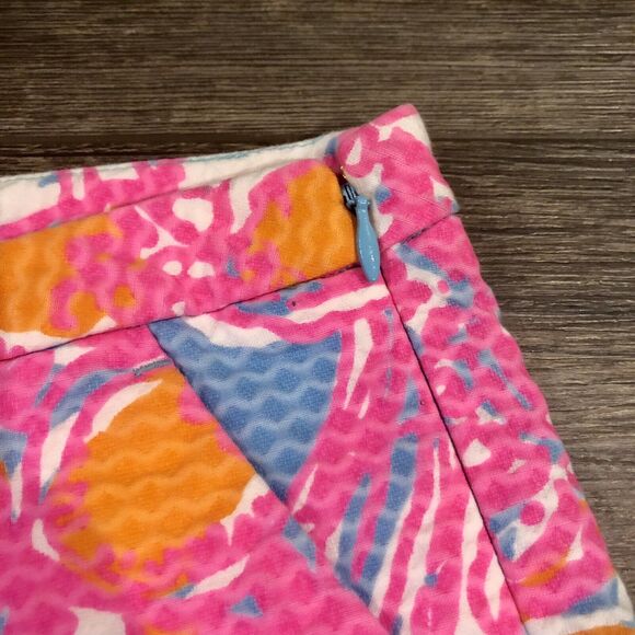 Lilly Pulitzer Adie Shorts 00 Multicolor Side Zip Pockets Textured Flat Front - Picture 7 of 11